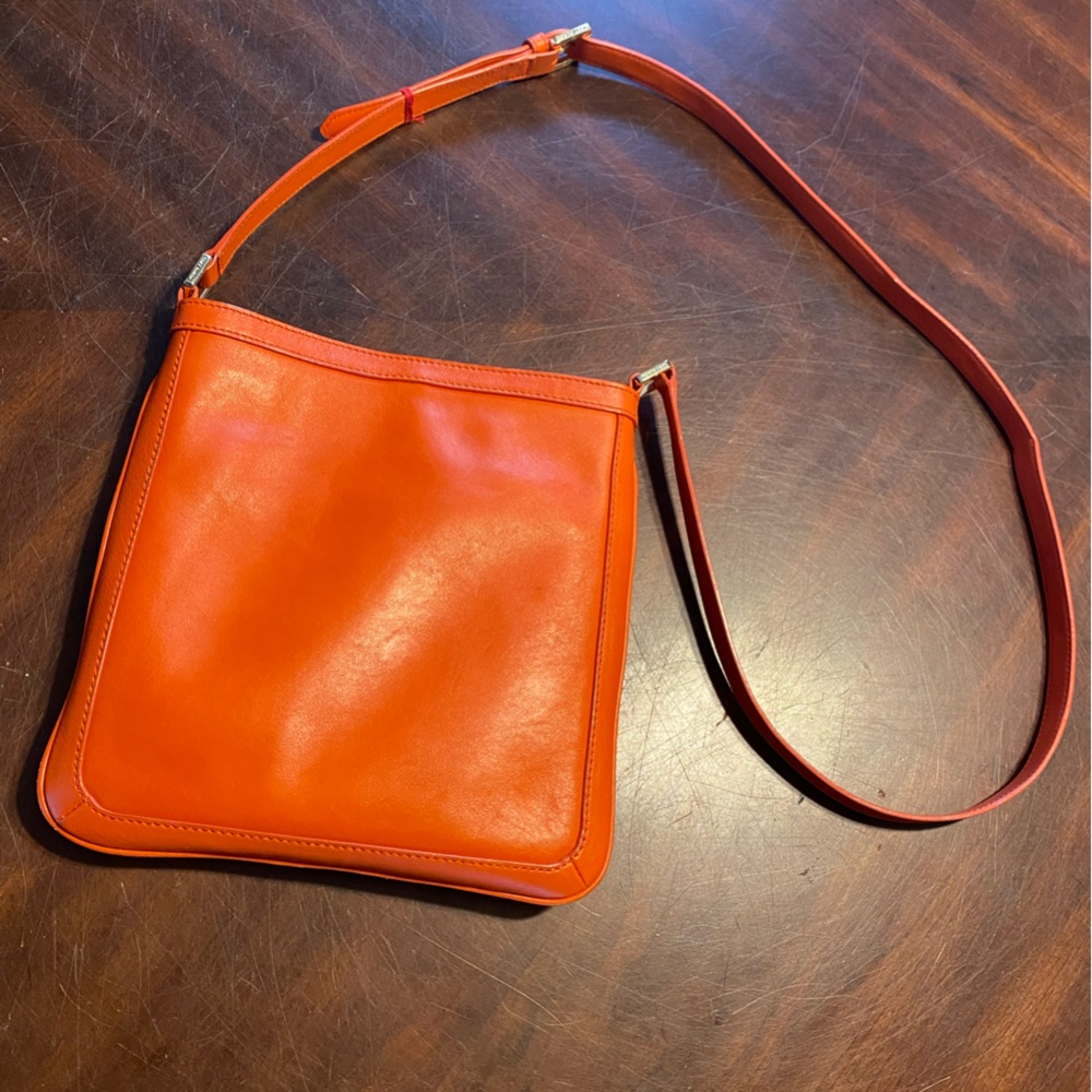 Tory Burch Bright Orange Leather Logo Crossbody - Picture 2 of 7